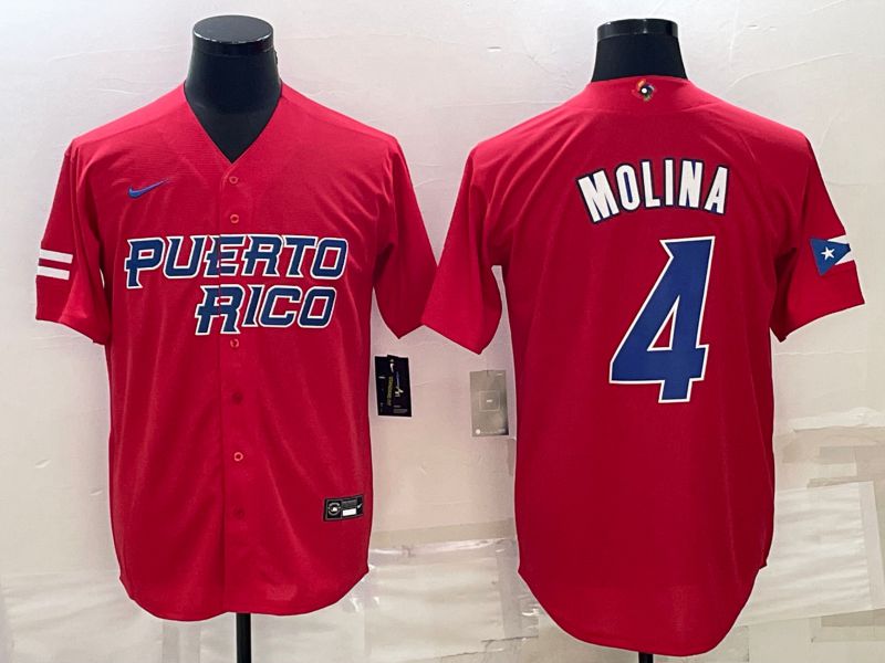 Men 2023 World Cub #4 Molina Red Nike MLB Jersey9->more jerseys->MLB Jersey